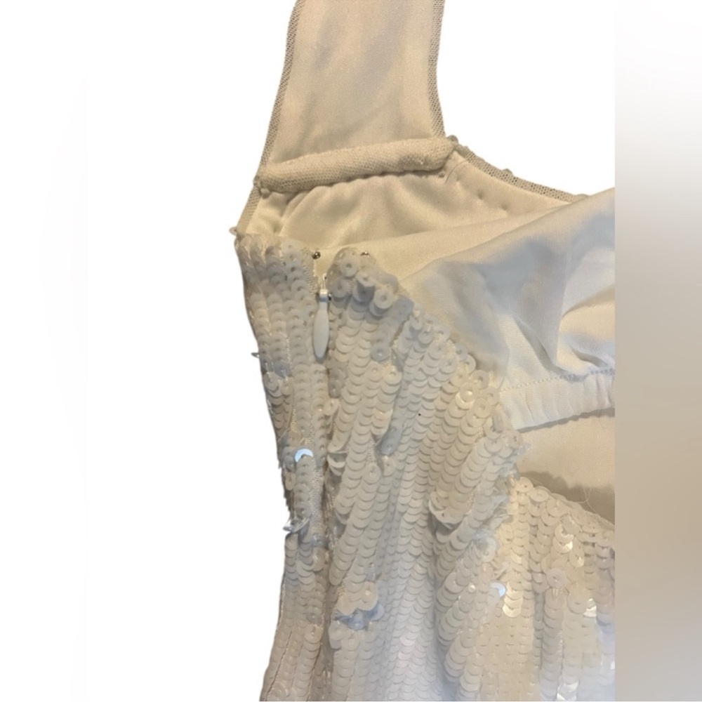 Show Me Your MuMu White Sequin Halter Mini Dress - Picture 7 of 12